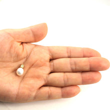 Load image into Gallery viewer, White Pearl Pendant – 14k Yellow Gold Dimpled Bail + Diamonds