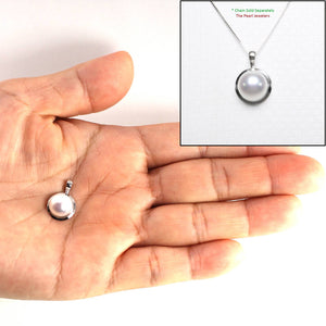 White Pearl Pendant – 14k White Gold Encircles Design