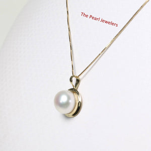 White Pearl Pendant – 14k Yellow Gold Encircles Design
