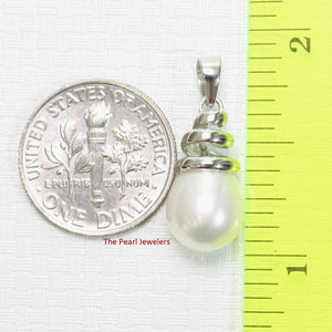 White Pearl Pendant – 14k White Gold Cone Bail