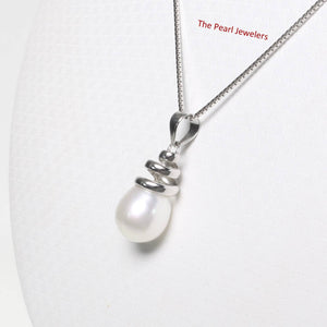 White Pearl Pendant – 14k White Gold Cone Bail