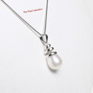 White Pearl Pendant – 14k White Gold Cone Bail