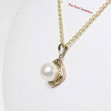 Load image into Gallery viewer, Greek Key White Pearl Pendant – 14k Yellow Gold