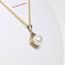 Load image into Gallery viewer, Greek Key White Pearl Pendant – 14k Yellow Gold
