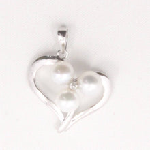 Load image into Gallery viewer, White Pearl Heart Pendant with Diamond – 14k White Gold