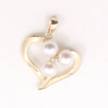 Load image into Gallery viewer, White Pearl Heart Pendant with Diamond – 14k Yellow Gold
