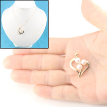 Load image into Gallery viewer, White Pearl Heart Pendant with Diamond – 14k Yellow Gold
