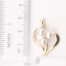 Load image into Gallery viewer, White Pearl Heart Pendant with Diamond – 14k Yellow Gold
