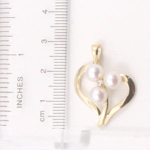 White Pearl Heart Pendant with Diamond – 14k Yellow Gold