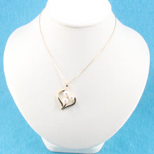 Load image into Gallery viewer, White Pearl Heart Pendant with Diamond – 14k Yellow Gold