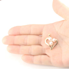 Load image into Gallery viewer, White Pearl Heart Pendant with Diamond – 14k Yellow Gold