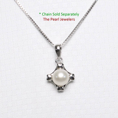 White Pearl Pendant – 14k White Gold Heart Design