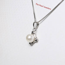Load image into Gallery viewer, White Pearl Pendant – 14k White Gold Heart Design