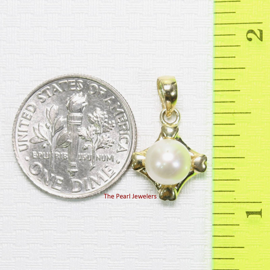 White Pearl Love Hearts Pendant – 14k Yellow Gold