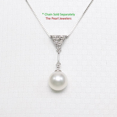White Pearl Leaf Bail Pendant – 14k White Gold