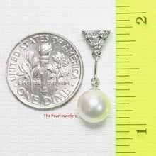 Load image into Gallery viewer, White Pearl Leaf Bail Pendant – 14k White Gold