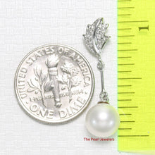 Load image into Gallery viewer, White Pearl Leaf Bail Pendant – 14k White Gold with Diamonds