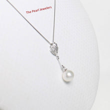 Load image into Gallery viewer, White Pearl Leaf Bail Pendant – 14k White Gold with Diamonds