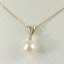 Load image into Gallery viewer, White Pearl Rabbit-Ear Pendant – 14k Yellow Gold + Diamond
