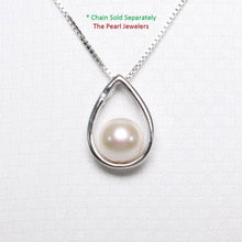 Load image into Gallery viewer, White Pearl Raindrop Pendant with Diamond – 14k White Gold