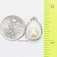 Load image into Gallery viewer, White Pearl Raindrop Pendant with Diamond – 14k White Gold