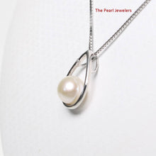 Load image into Gallery viewer, White Pearl Raindrop Pendant with Diamond – 14k White Gold
