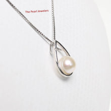 Load image into Gallery viewer, White Pearl Raindrop Pendant with Diamond – 14k White Gold