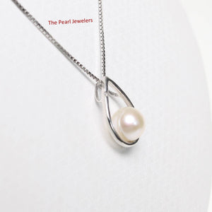 White Pearl Raindrop Pendant with Diamond – 14k White Gold