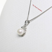 Load image into Gallery viewer, White Pearl Pendant – 14k White Gold Scroll Bail