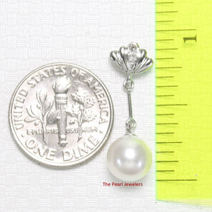 14k White Gold Shell Bail Pearl Pendant