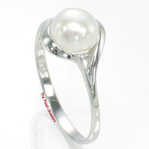 Solid Sterling Silver .925 White Cultured Pearl Solitaire Ring