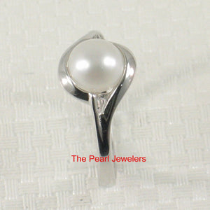 Solid Sterling Silver .925 White Cultured Pearl Solitaire Ring