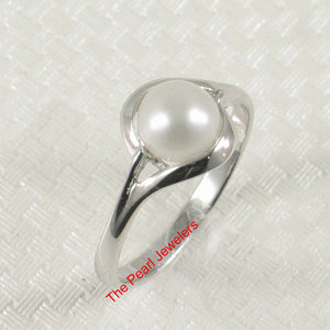 Solid Sterling Silver .925 White Cultured Pearl Solitaire Ring