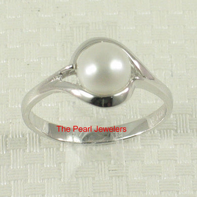 Solid Sterling Silver .925 White Cultured Pearl Solitaire Ring