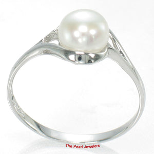 Solid Sterling Silver .925 White Cultured Pearl Solitaire Ring