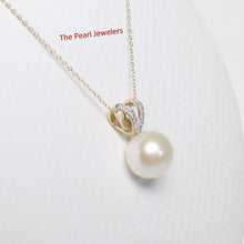Load image into Gallery viewer, White Pearl Pendant – 14k Yellow Gold with 6 Diamonds