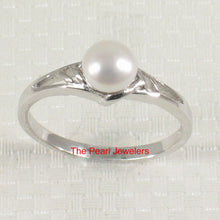 Load image into Gallery viewer, Solid .925 Sterling Silver Rhodium-Finish White Cultured Pearl Solitaire Ring