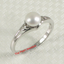 Load image into Gallery viewer, Solid .925 Sterling Silver Rhodium-Finish White Cultured Pearl Solitaire Ring