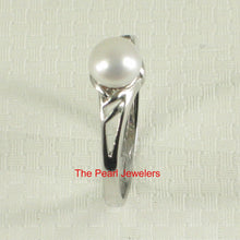 Load image into Gallery viewer, Solid .925 Sterling Silver Rhodium-Finish White Cultured Pearl Solitaire Ring