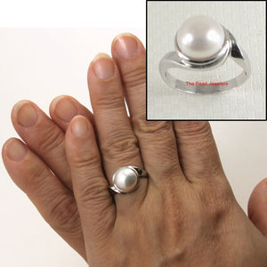 Solid Sterling Silver .925 White 9–10 mm Freshwater Pearl Solitaire Ring