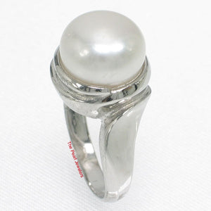 Solid Sterling Silver .925 White 9–10 mm Freshwater Pearl Solitaire Ring