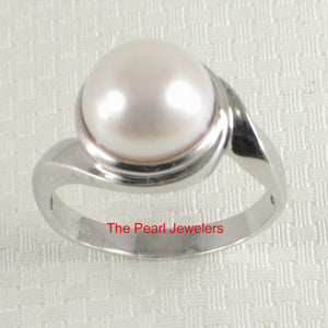 Solid Sterling Silver .925 White 9–10 mm Freshwater Pearl Solitaire Ring