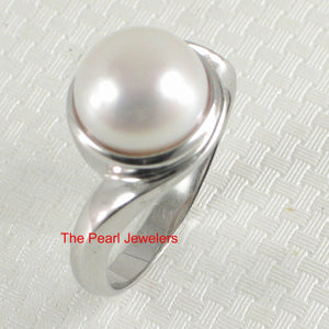 Solid Sterling Silver .925 White 9–10 mm Freshwater Pearl Solitaire Ring