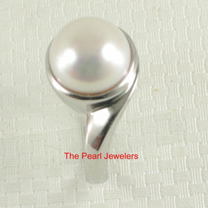 Solid Sterling Silver .925 White 9–10 mm Freshwater Pearl Solitaire Ring