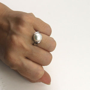 Solid Sterling Silver .925 White 9–10 mm Freshwater Pearl Solitaire Ring