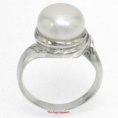 Solid Sterling Silver .925 White 9–10 mm Freshwater Pearl Solitaire Ring
