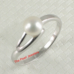 Solid Sterling Silver .925 5–6 mm White Freshwater Pearl Solitaire Ring