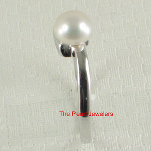 Solid Sterling Silver .925 5–6 mm White Freshwater Pearl Solitaire Ring