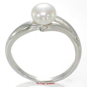 Solid Sterling Silver .925 5–6 mm White Freshwater Pearl Solitaire Ring