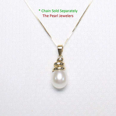 White Cultured Pearl Pendant – 14k Yellow Gold Cone Bail